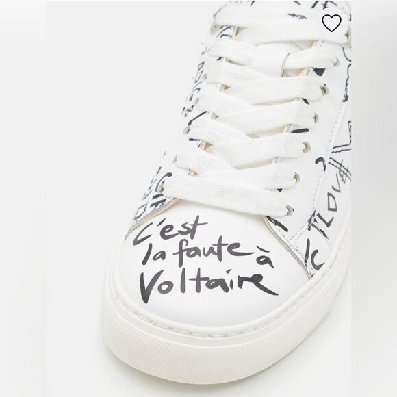 Zadig & Voltaire flash graffiti smooth leather trainers white sneakers New 8.5-9 - Picture 1 of 17